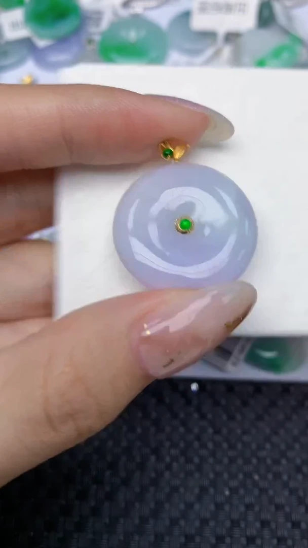 颈饰18K金镶嵌翡翠天然缅甸翡翠a货百元以上9元证书费自理