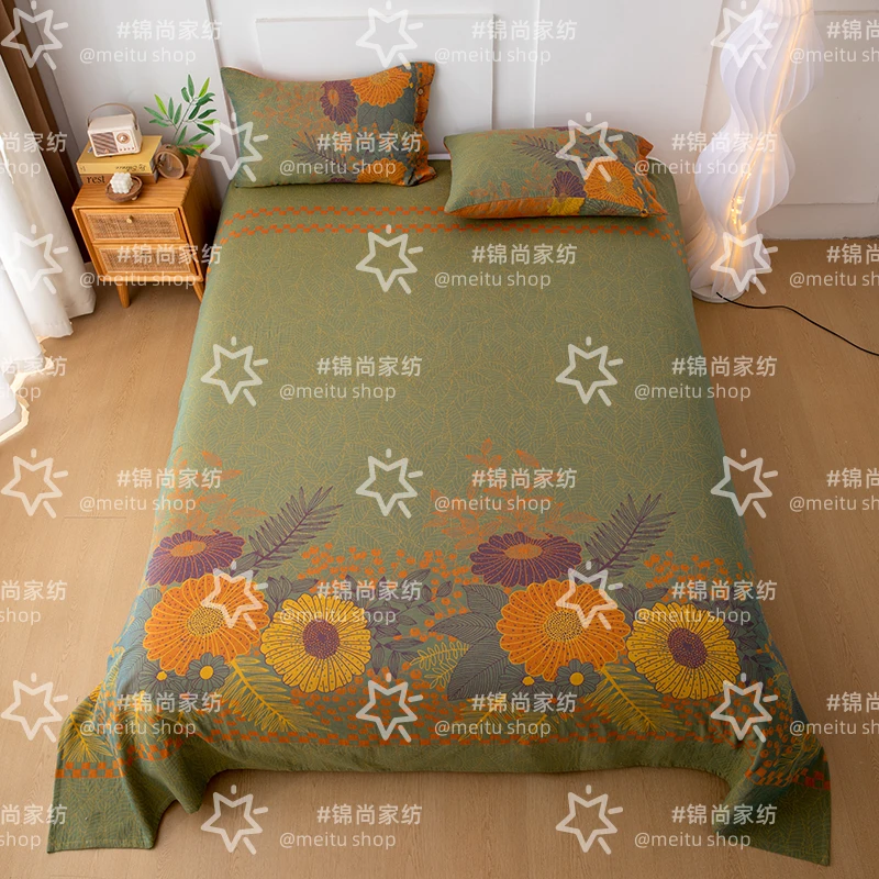 【万花园—床单】— 全棉色织双层纱床单