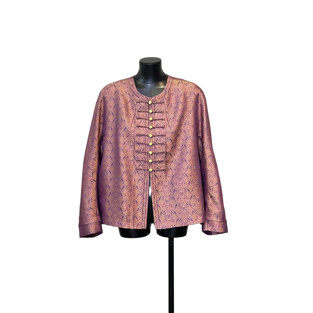 「利琪高订」国风粉黛佳人紫色宋锦轻奢如意海棠提花外套A5903