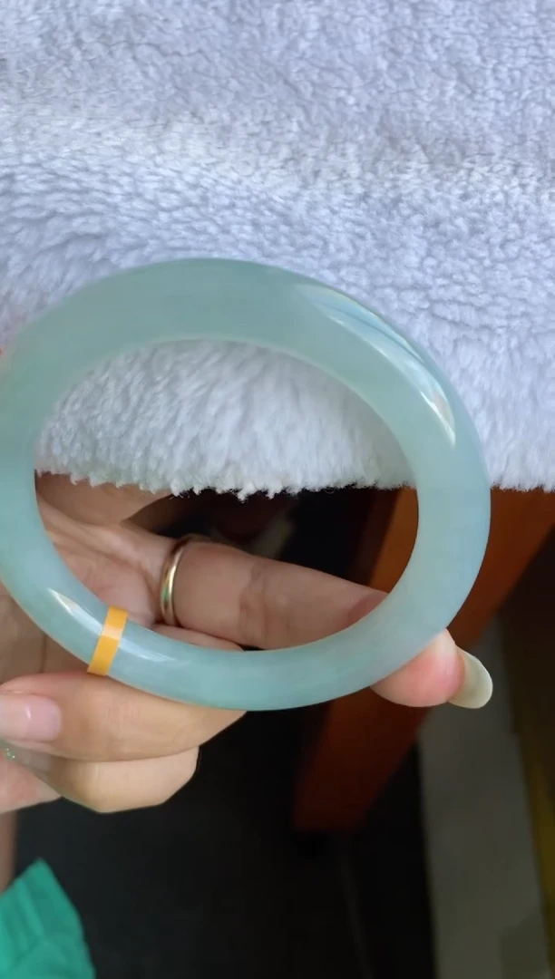 未镶嵌手镯翡翠（高货天漏）冰透胶蓝晴绿9号