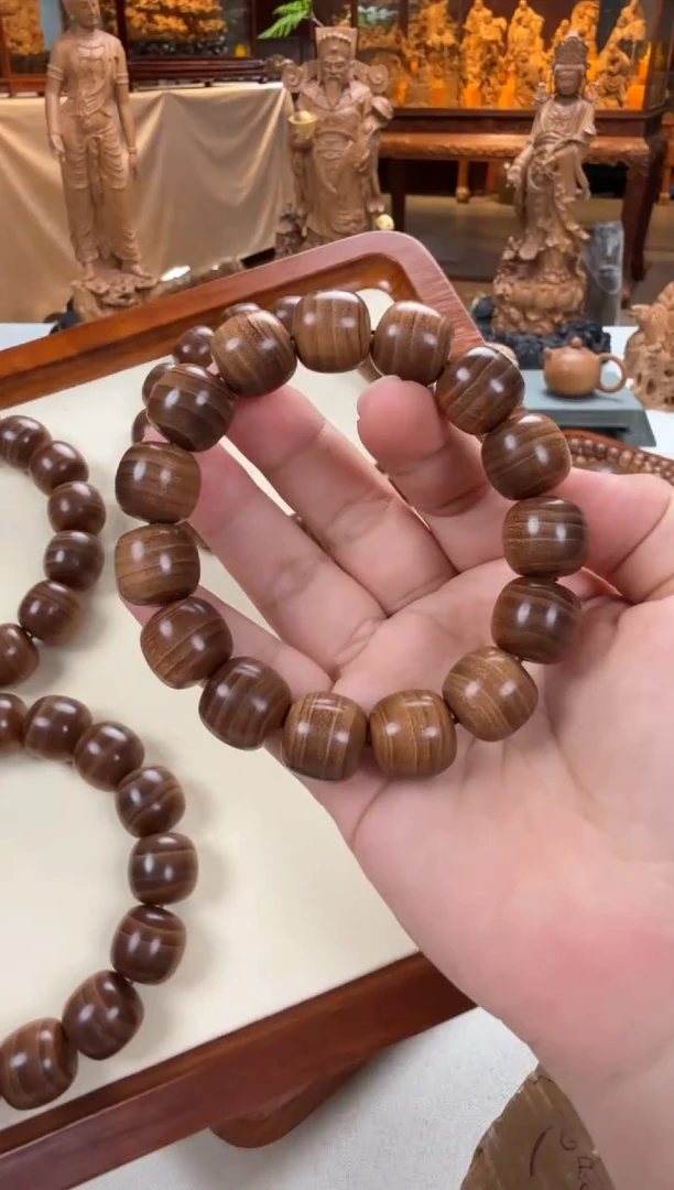 檀香木手串/手链15X16横纹单圈百年黑油2号 印度老山檀香