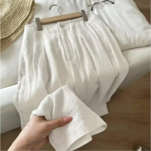 【现货➕运费险】莱赛尔亚麻阔腿裤垂感高腰宽松直筒裤显瘦长裤