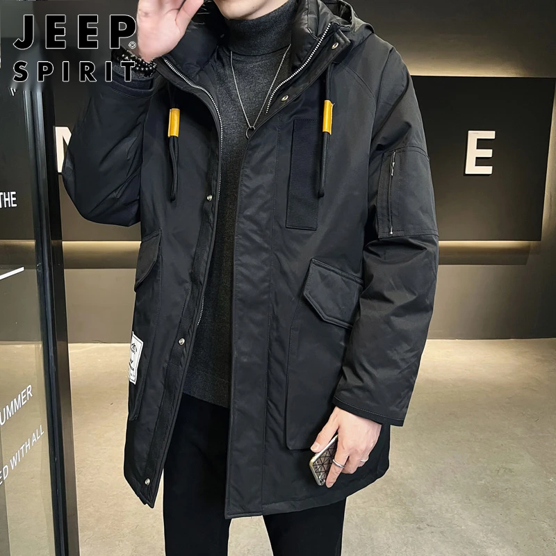 JEEPSPIRIT棉衣男中长款冬季2025新款宽松大码连帽棉袄加厚保暖棉
