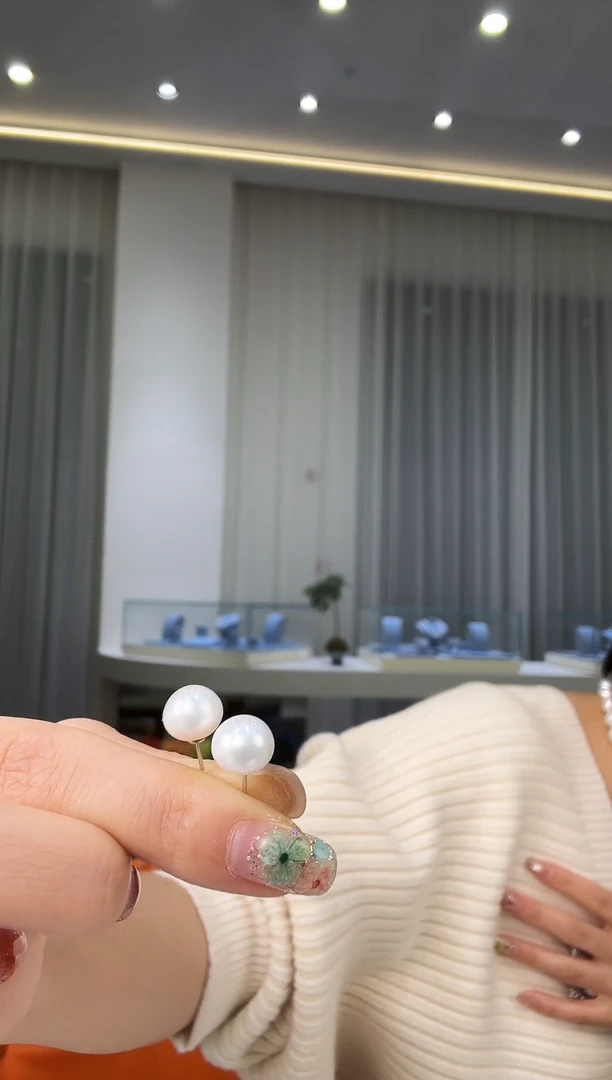 银S925镶嵌耳饰淡水珍珠银款淡水AK耳钉