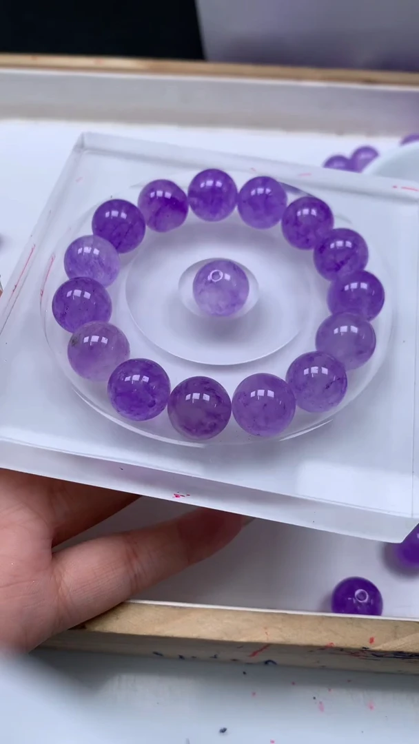 未镶嵌散珠碧玺E688 冰紫碧玺14mm3个8元