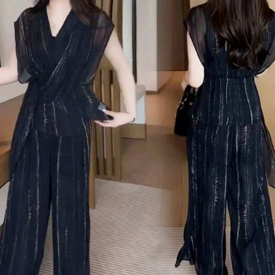 【阿芝专属】时尚套装女2025夏季新款洋气减龄显瘦两件套33126