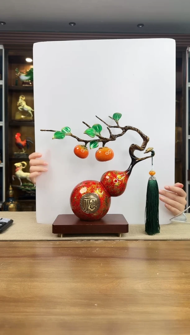 黄铜鹰*大漆 黄铜柿柿葫芦 高度32