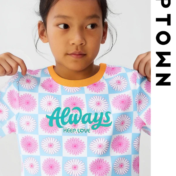 女童夏装纯棉短袖t恤童趣时尚亲子上衣短袖t恤潮牌童装13790