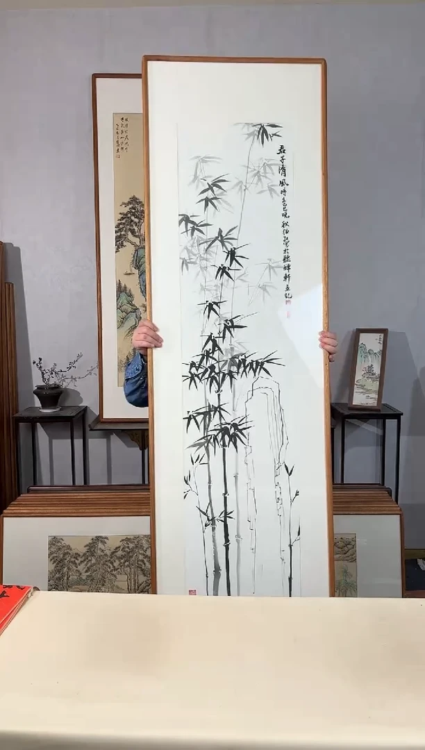 国画手绘*君子清风*52*172cm带框发货