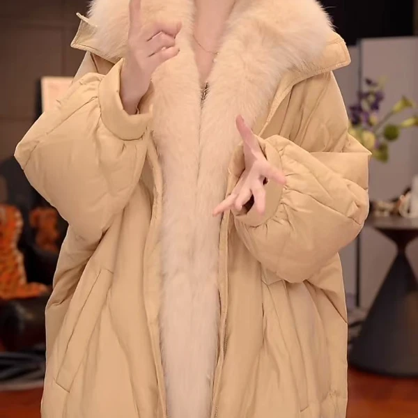 1.16-2025新款可拆卸狐狸毛宽松阔版皮草羽绒服大朵绒女保暖