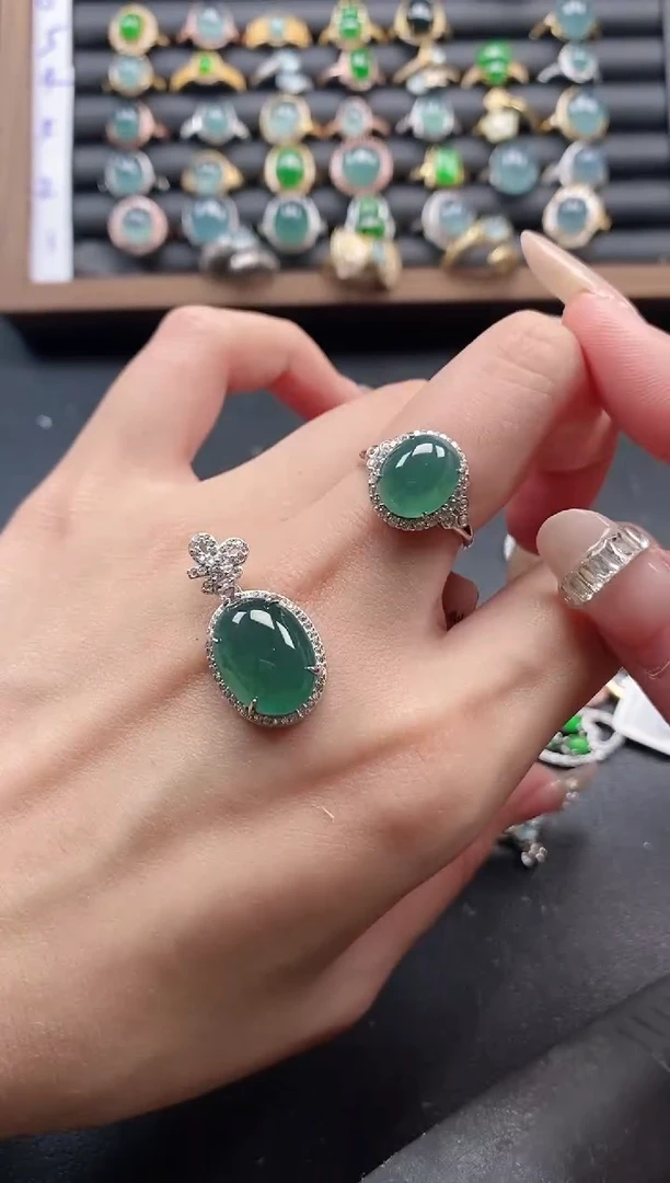 银S925镶嵌戒指翡翠11