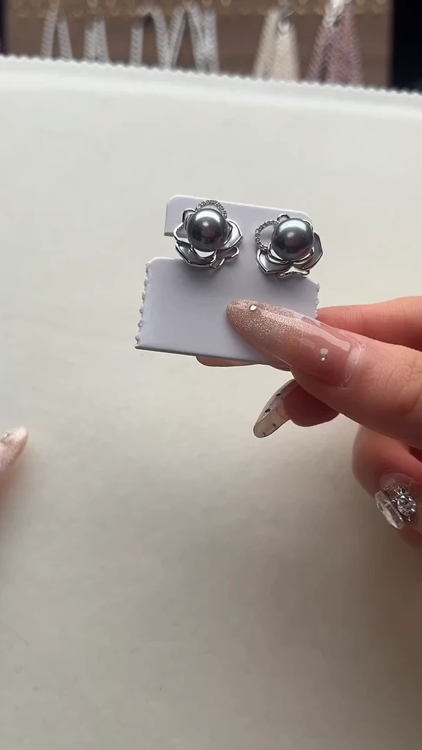 银S925镶嵌耳饰淡水珍珠永丽珍珠