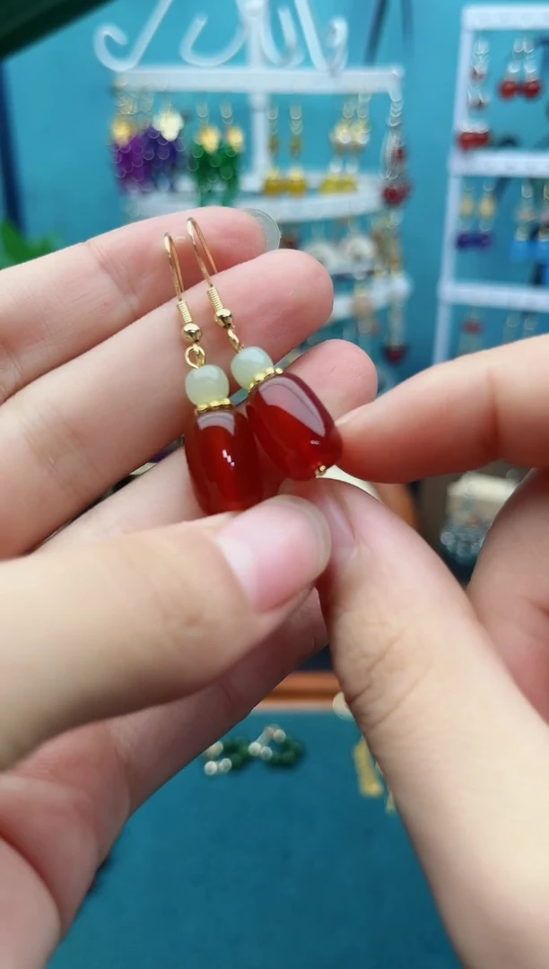 玛瑙/玉髓耳饰银S925镶嵌3350000