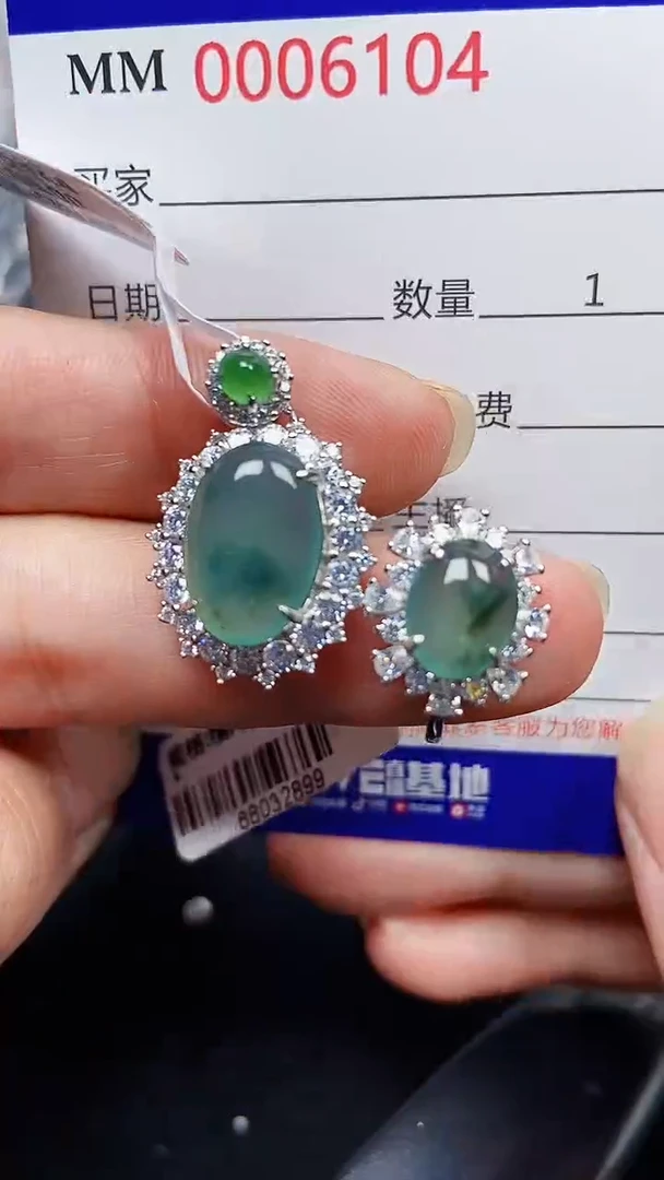 颈饰银S925镶嵌翡翠6104