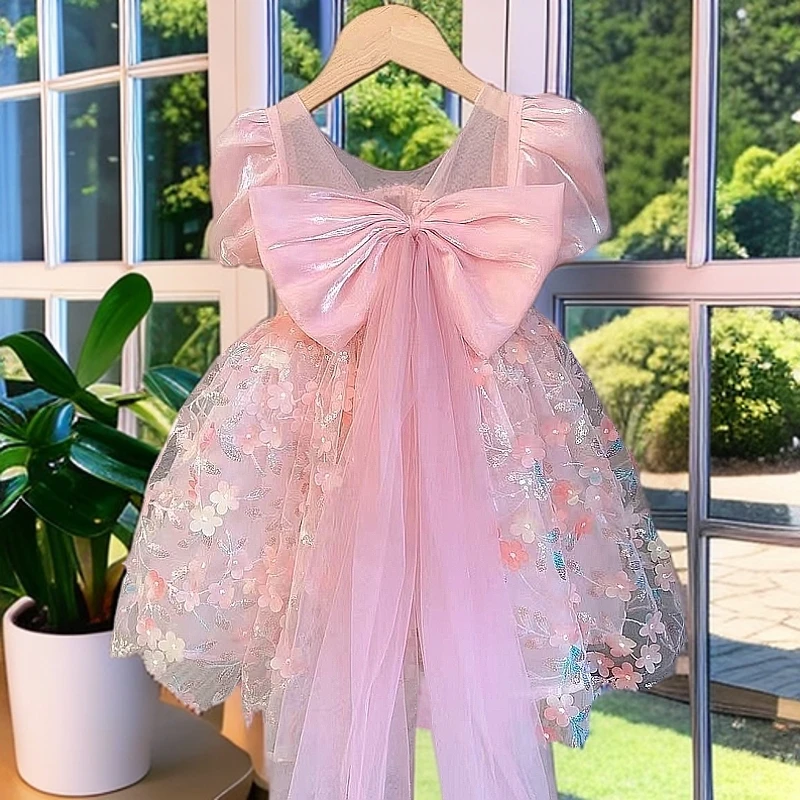 【X1598】2025新款粉色花仙子公主裙女童夏款网红儿童公主裙