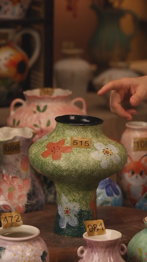 陶瓷515景德镇设计师手作花器摆件侘寂风