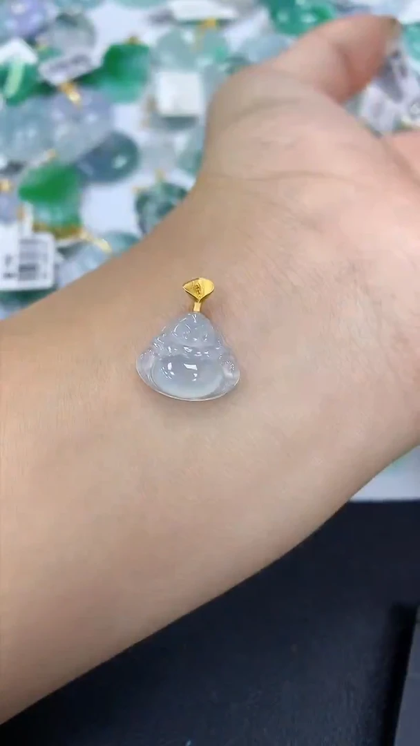 颈饰18K金镶嵌翡翠a货假一赔三支持复检百元上9元证书费自理