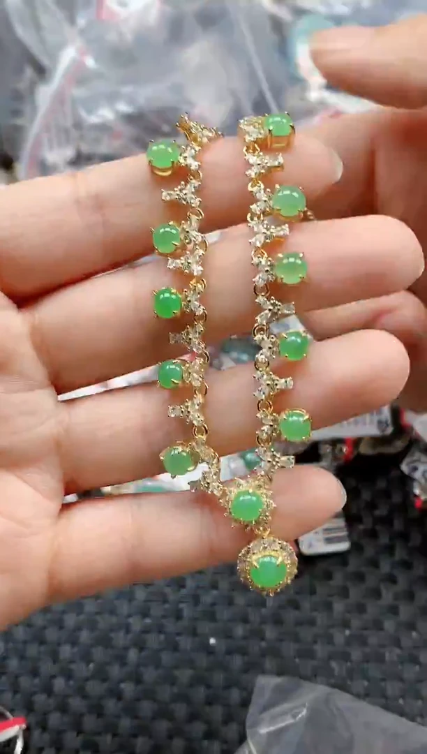 银S925镶嵌戒指翡翠天然A货缅甸翡翠