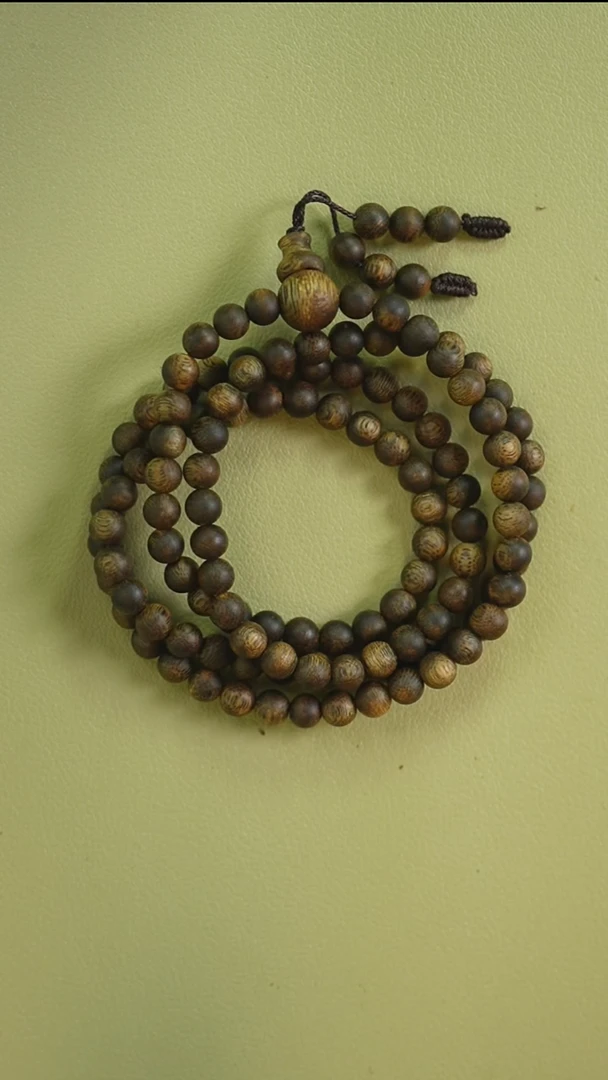 手串沉香6mm圆珠多圈绿奇楠乌身圆叶99沉