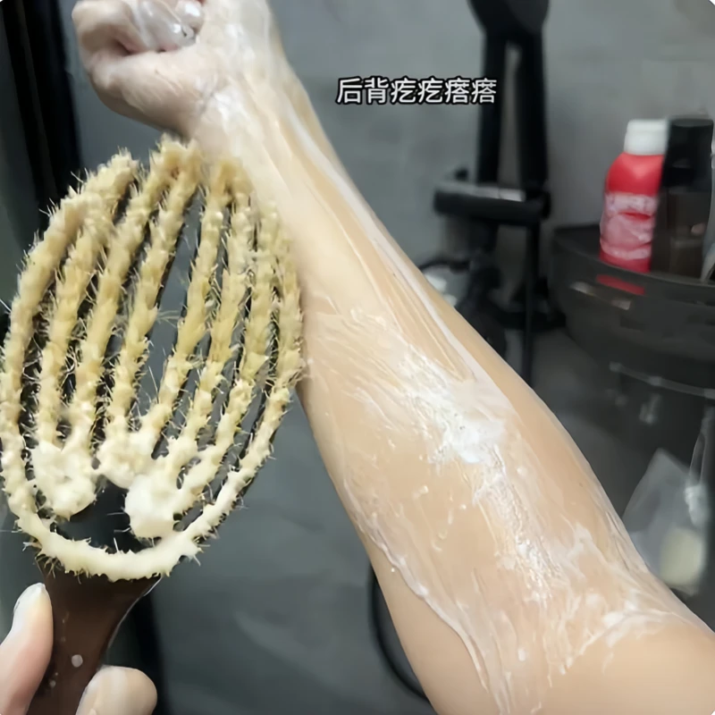 【去角质】椰丝鬃毛沐浴刷猪鬃毛仿手掌弧形干刷湿刷2合1长柄沐浴刷