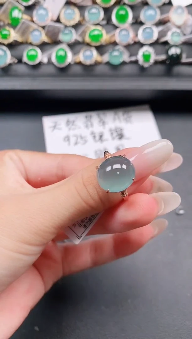翡翠戒指银S925镶嵌111111