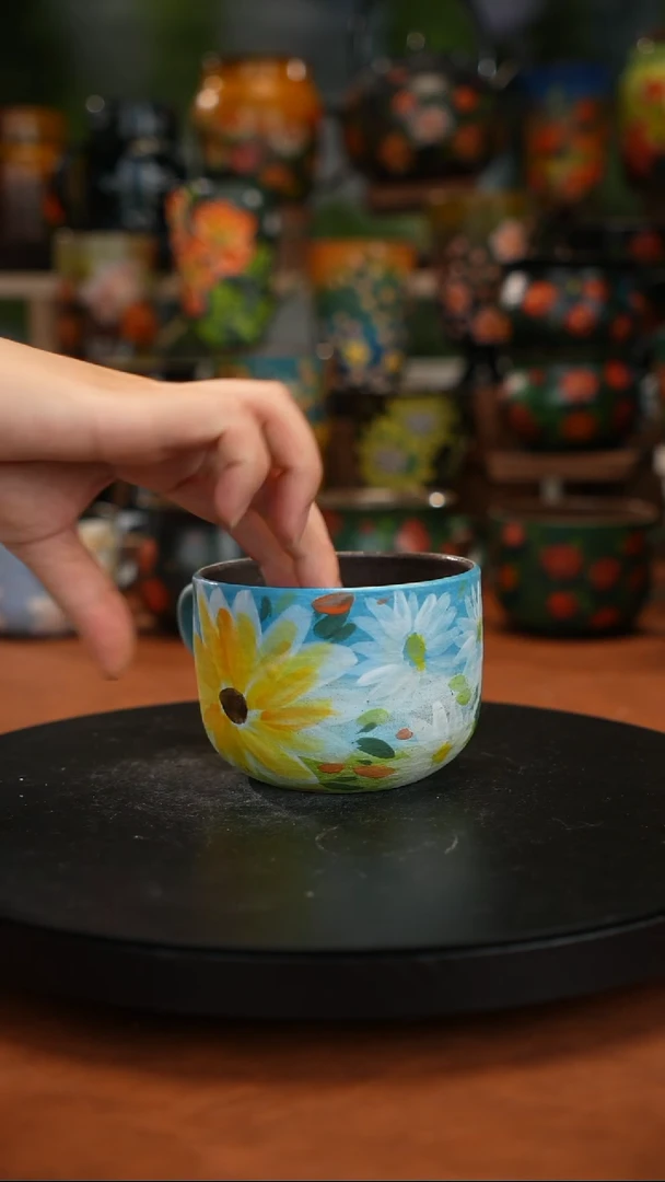 紫砂油画手绘釉下彩