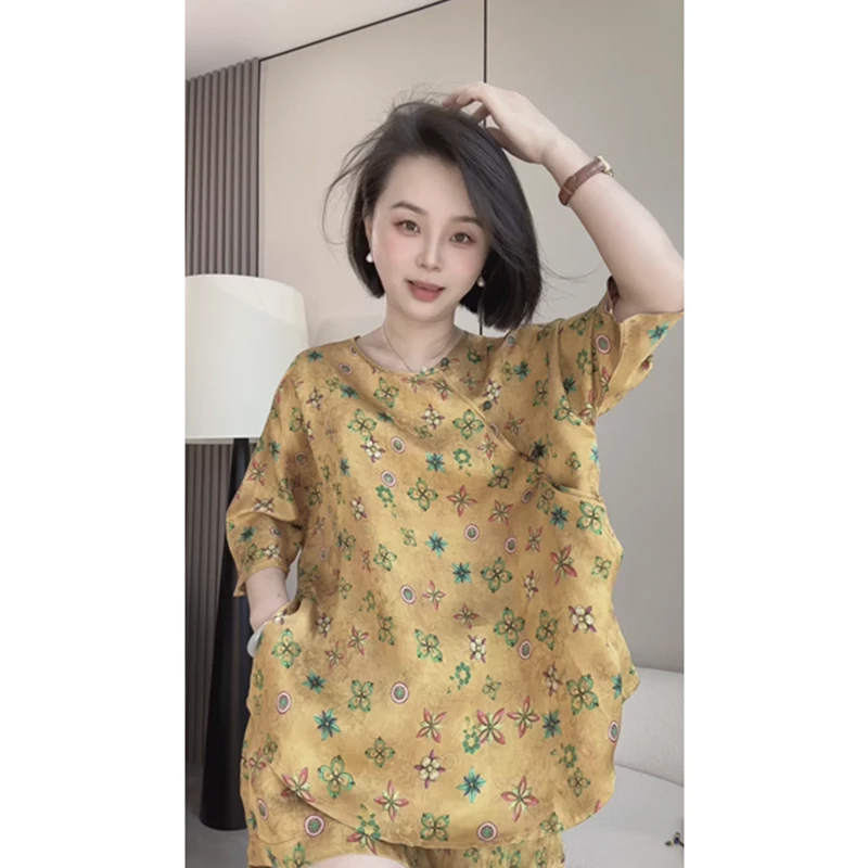 大掌柜推荐《金色年华》香云老料提花新中式衬衫女套装