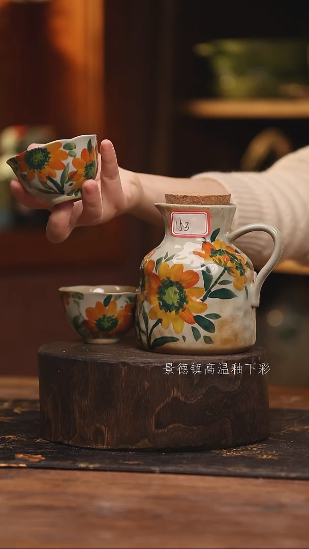 陶瓷 景德镇高温釉下手绘陶瓷@L153@