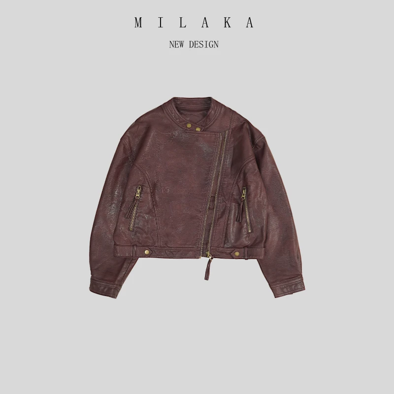 MILAKA•【冬季柔情】•秋冬新款皮夹克短款时尚女士皮衣外套简约百搭