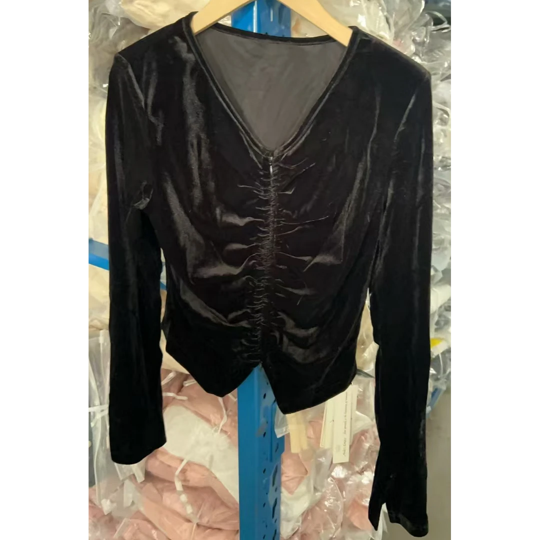 missonep极简风打底衫气质女装短款拼接设计师黑色时尚显瘦