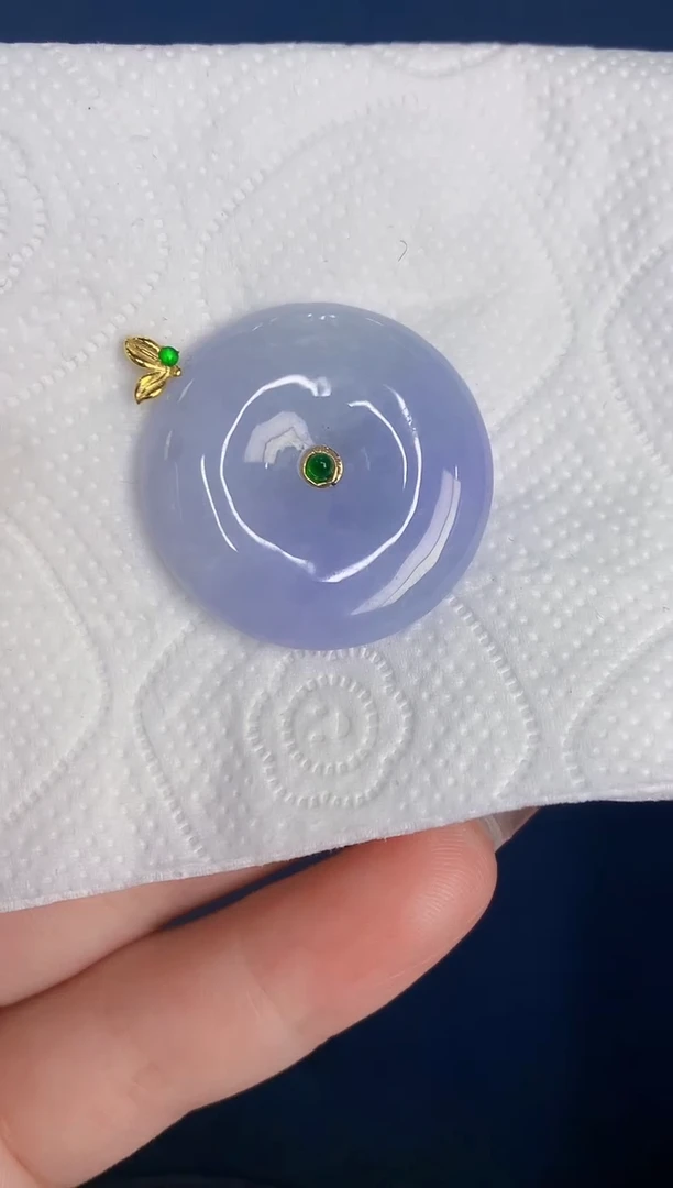 颈饰18K金镶嵌翡翠缅甸天然翡翠A货