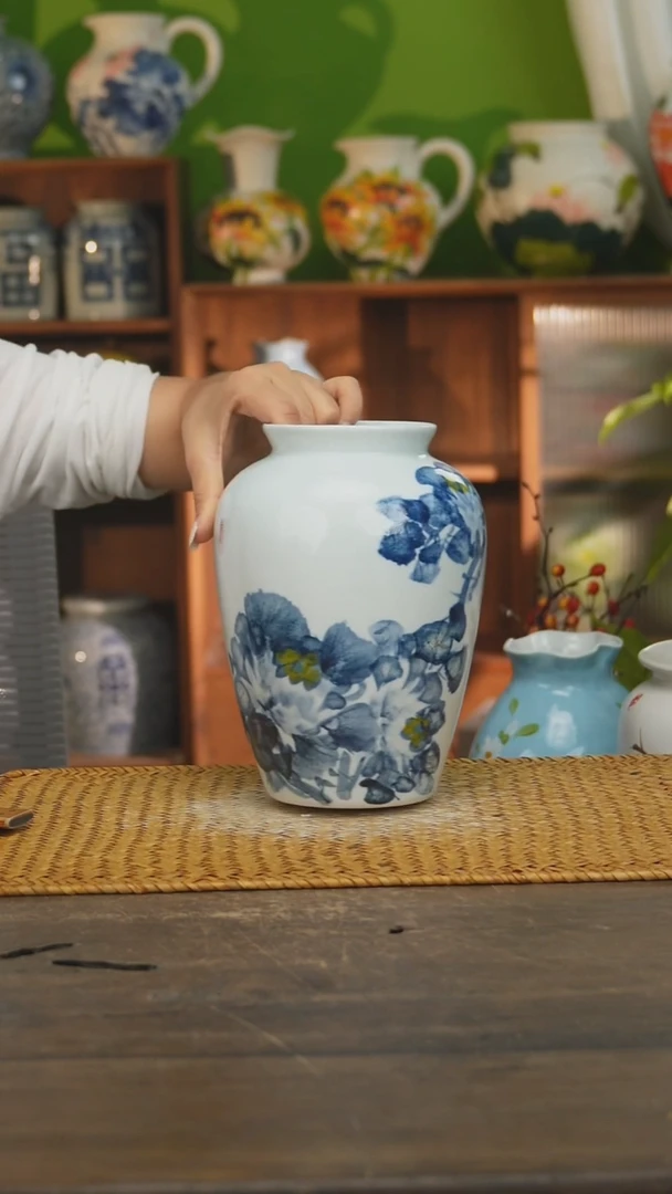 瓷片景德镇纯手工手绘花器摆件