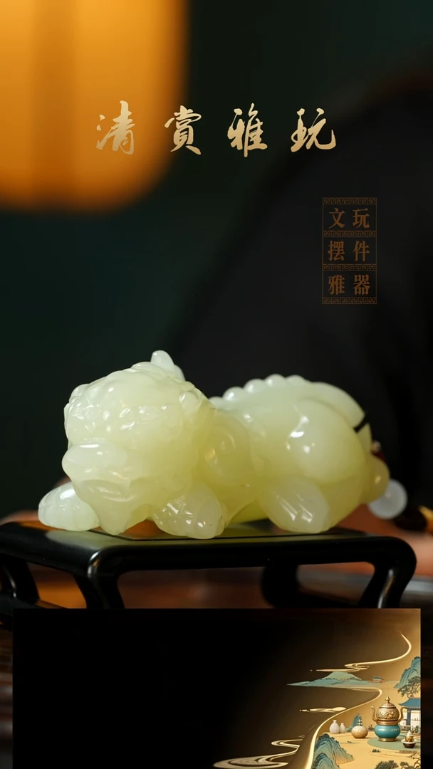 玉《吞金貔貅》手把件摆件