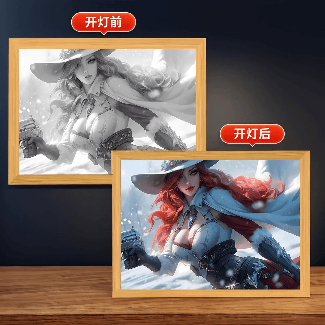 【英雄联盟】霞led小夜灯创意ins灯光画氛围灯可变三色桌面摆件