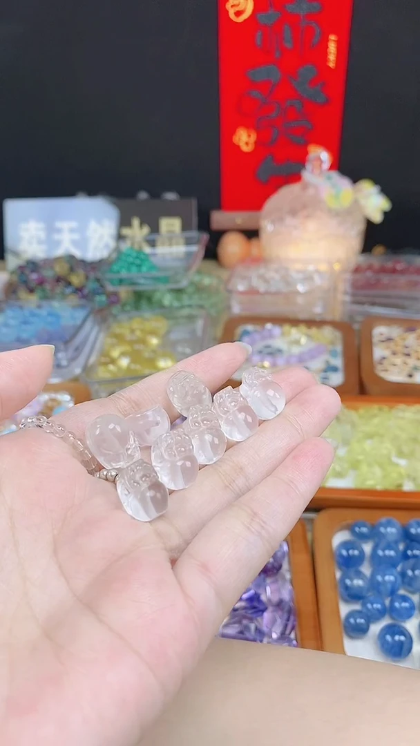 未镶嵌珠宝半成品水晶奶白晶貔貅一个装