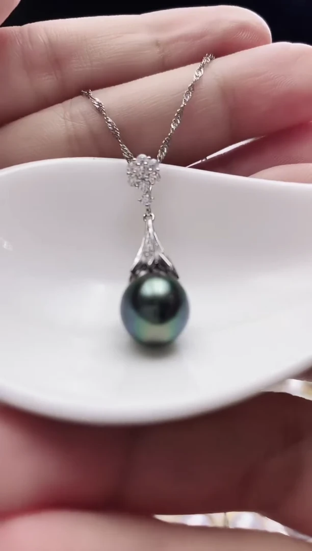 银S925镶嵌颈饰海水珍珠大溪地珍珠吊坠