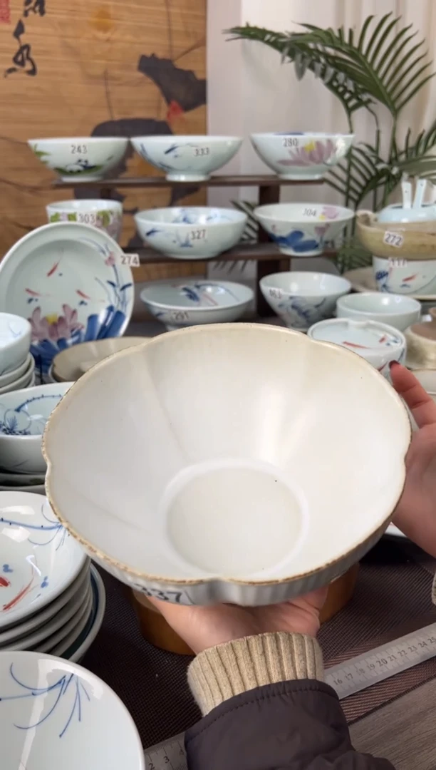 明舟福利陶泥9寸花口汤碗（单只装）