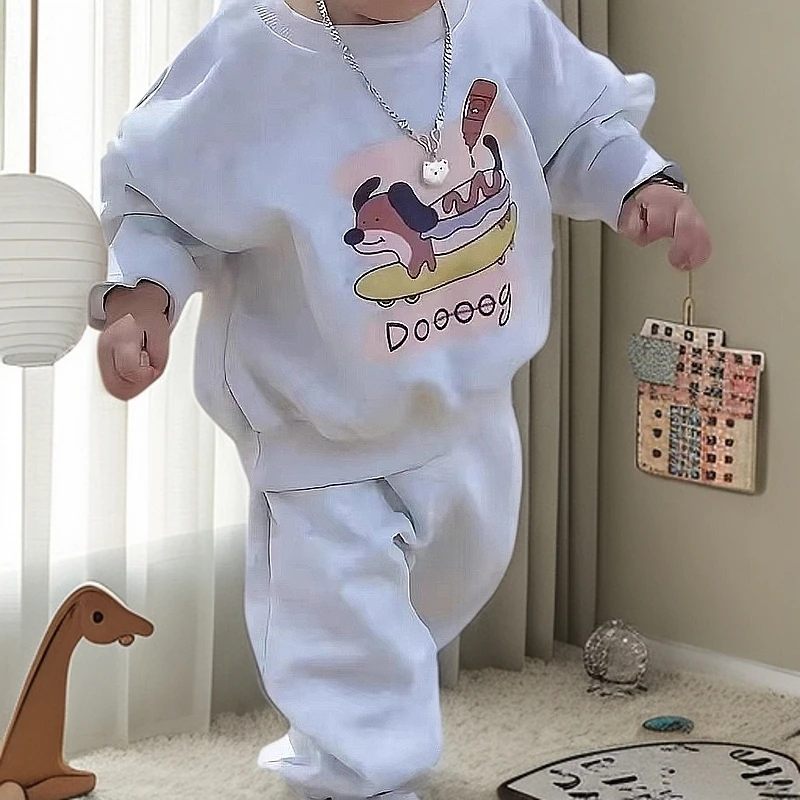 网红爆款男女童卫衣套装新款高品质时尚运动休闲星球万能百搭两件