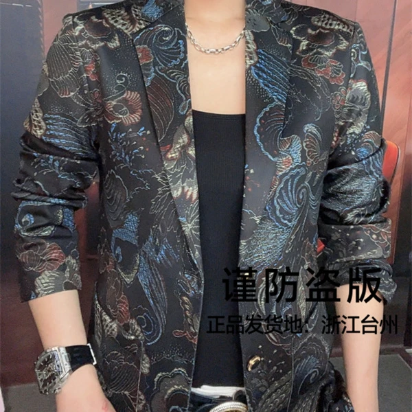 【慕克男装】25新款秋季时尚个性潮流休闲修身单件男士长袖西服