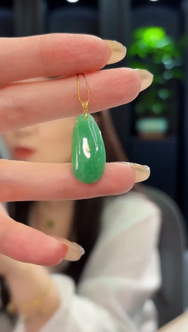 翡翠18K金镶嵌颈饰 缅料A货/支持复检/一件