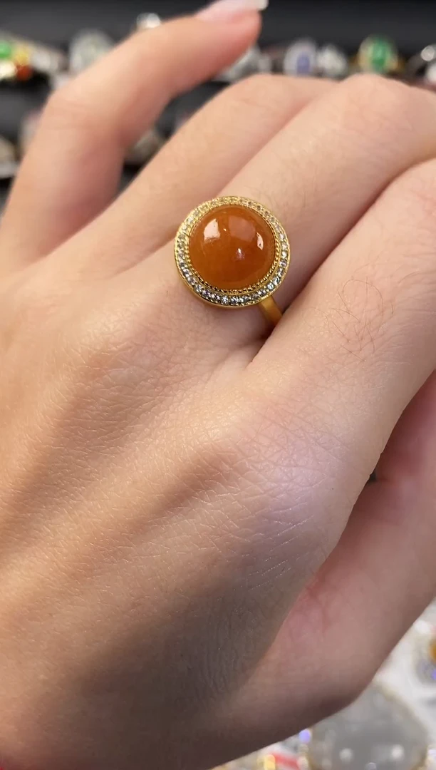 银S925镶嵌戒指翡翠天然A货翡翠5