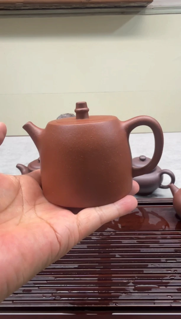 茶壶紫砂起***活朱砂半手汉铎