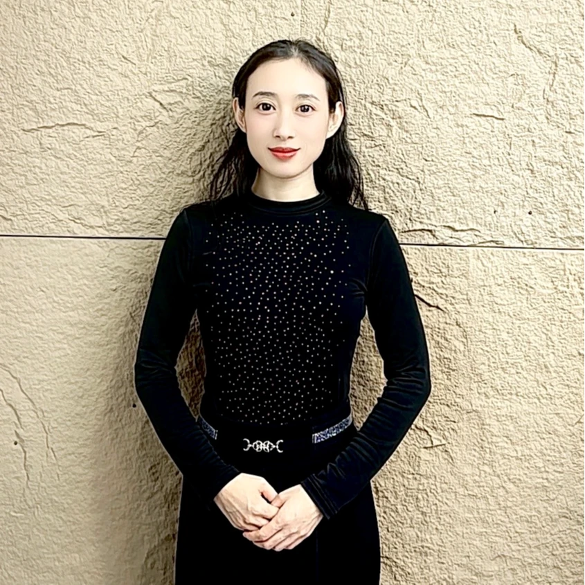 欢舞阁吉特巴摩登交谊舞气质百搭圆领长袖广场舞女上衣服A0819