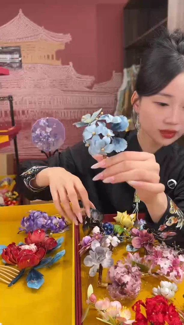 【闪购商品】刺绣 非遗绒花（发饰）