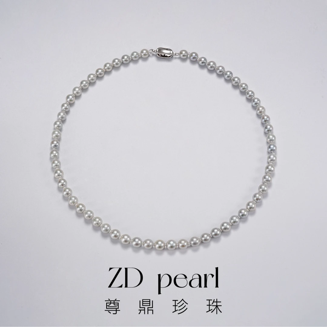 【TNS】尊鼎珍珠-《蓝冰》S925银海水珍珠中国南珠真多麻色项链6-7mm