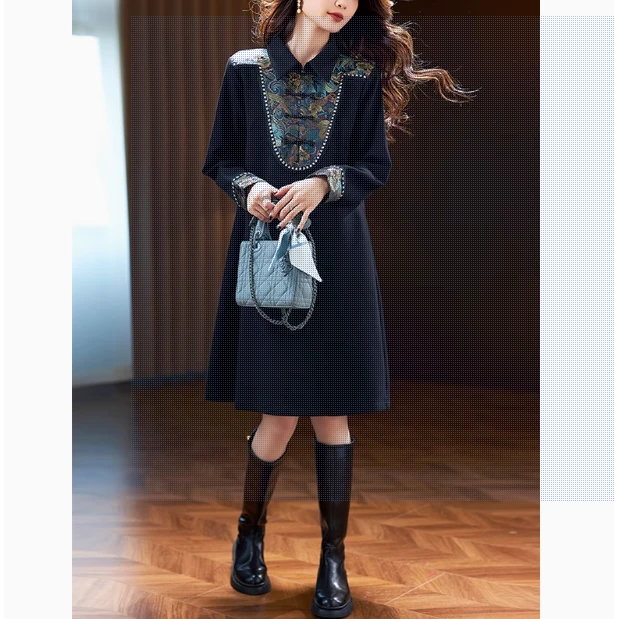 【HQ932】素木新中式提花早春欧货时尚大码女装2025年新款复古裙子