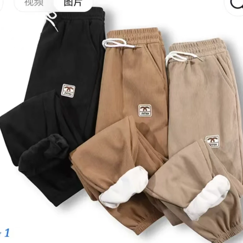 秋冬款奥粒绒卫裤女显瘦加厚加绒保暖木棉绒休闲卫裤