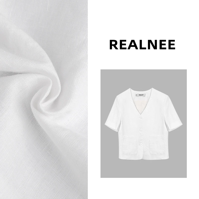 常规款口袋短袖女极简风短款西装夏季纯色时尚