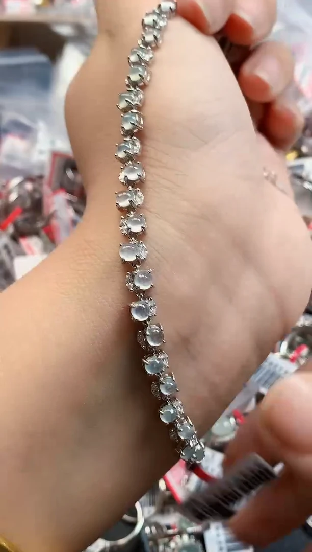 银S925镶嵌戒指翡翠天然A货缅甸翡翠