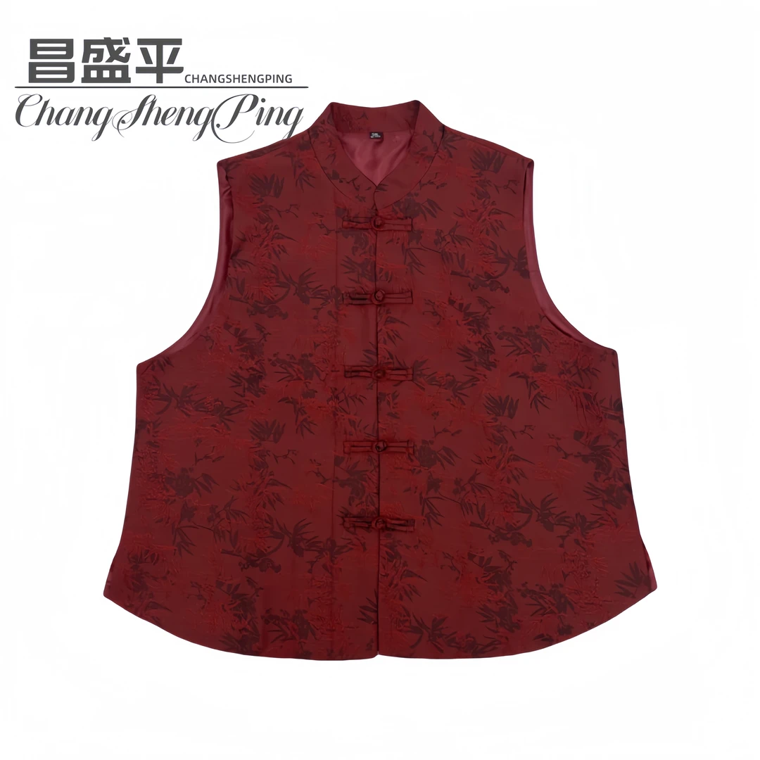 【竹叶印花马甲】复古民族风中式无袖国潮休闲宽松马夹